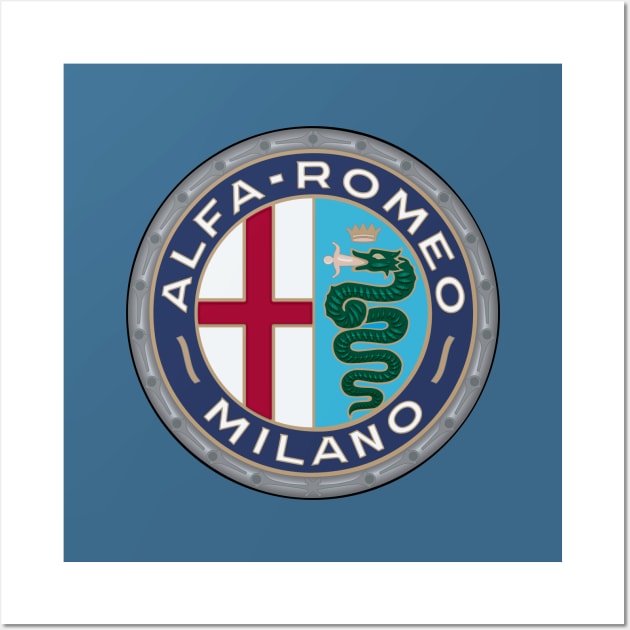 Alfa Romeo Milano Vintage logo Wall Art by fmDisegno